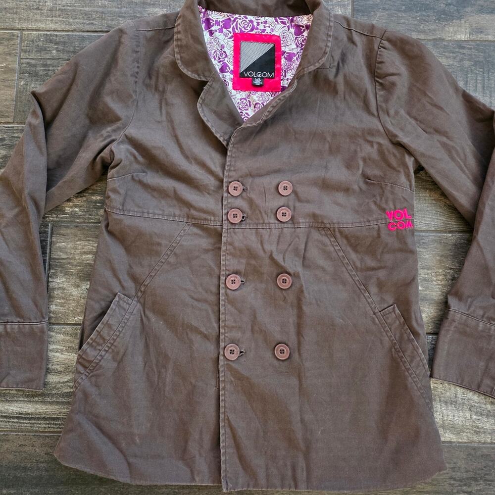 Volcom Chocolate Utility Jacket with Pink Accents Large